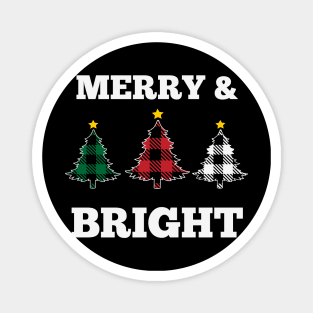 Merry and Bright Plaid Pattern Christmas Tree Ugly Holiday Sweater Magnet